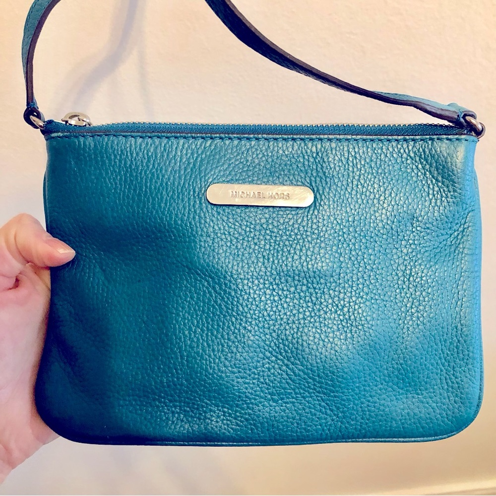 Small Michael Kors Leather Crossbody Bag, Teal